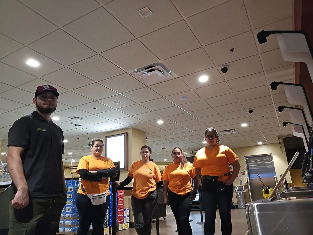 G'Owns night cleaning crew on site at a commercial account before the shift