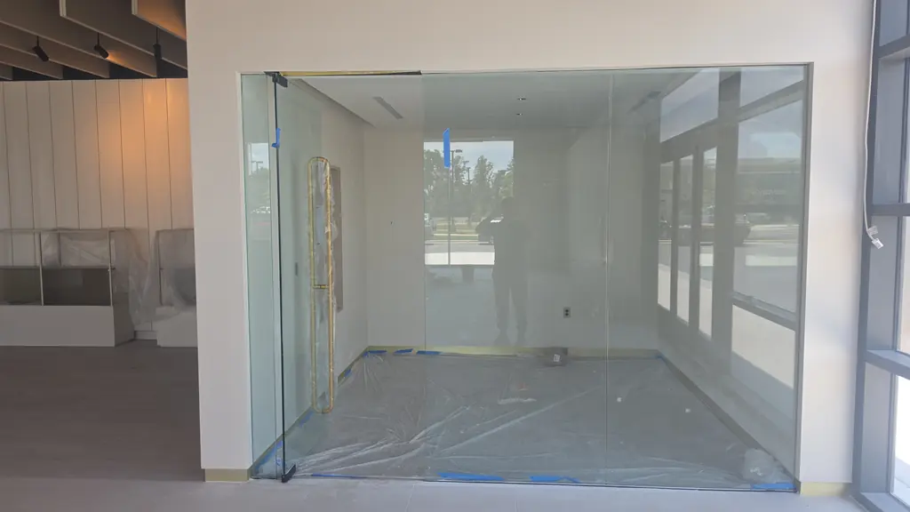 New glass partition and interior cleaned on a commercial buildout