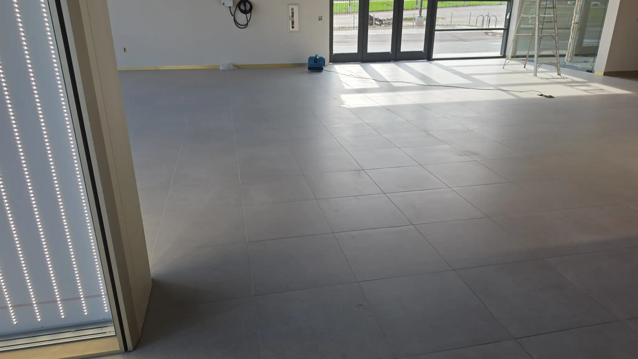 New commercial floor cleaned and ready for handover