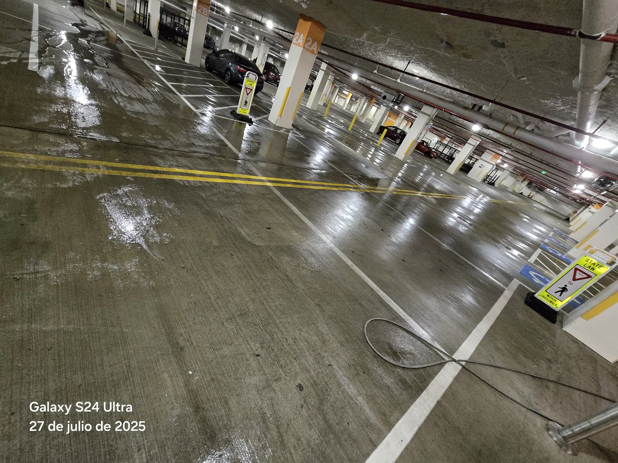 Parking deck washed end to end overnight by G'Owns commercial cleaning