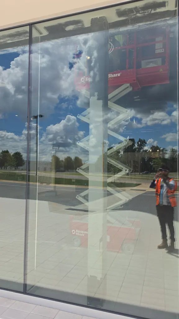 Commercial storefront glass cleaned inside and out